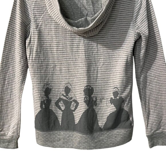 Disney Parks Princess Full Zip Hoodie Size XS Jacket Striped Pink Gray Graphics - Picture 3 of 6
